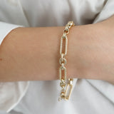 14k Gold | 8mm Hammered Paperclip & Rolo & Circle Link Bracelet