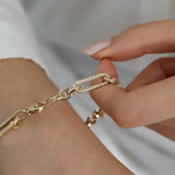 14k Gold | 8mm Hammered Paperclip & Rolo & Circle Link Bracelet