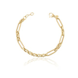 14k Gold | 8mm Hammered Paperclip & Rolo & Circle Link Bracelet