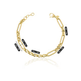 14k Gold | 8mm Hammered Paperclip & Rolo & Circle Link Bracelet