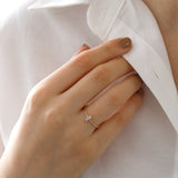 14k Gold | Minimalist Baguette Cut Clear Zircon Ring