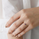 14k Gold | Minimalist Baguette Cut Purple Zircon Ring