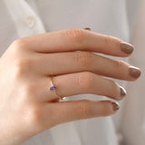 14k Gold | Minimalist Baguette Cut Purple Zircon Ring