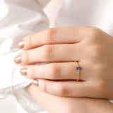 14k Gold | Minimalist Baguette Cut Purple Zircon Ring