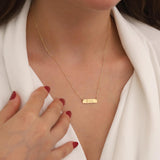 10k Gold | Horizontal Name Bar Necklace