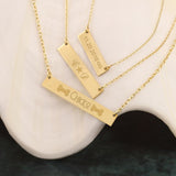 10k Gold | Horizontal Name Bar Necklace