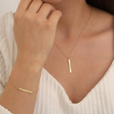 10k Gold | Vertical Name Bar Necklace