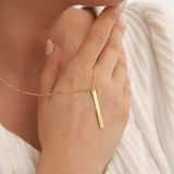 10k Gold | Vertical Name Bar Necklace