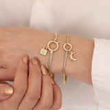 14k Gold | Snake Chain Charm Bracelet with Sailor Clasp