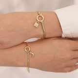 14k Gold | Snake Chain Charm Bracelet with Sailor Clasp