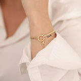 14k Gold | Snake Chain Charm Bracelet with Sailor Clasp