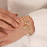 14k Gold | Snake Chain Charm Bracelet with Sailor Clasp