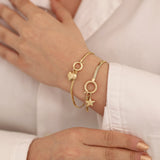 14k Gold | Snake Chain Charm Bracelet with Sailor Clasp