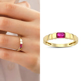 14k Gold | Baguette Cut Zircon Gemstone Ring