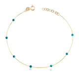 14k Gold | Minimal Malachite Beaded Bracelet