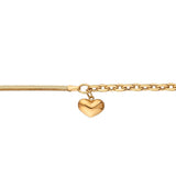 14k Gold | Herringbone & Paperclip Bracelet with Puffy Heart Charm