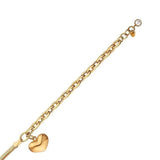 14k Gold | Herringbone & Paperclip Bracelet with Puffy Heart Charm