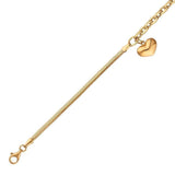 14k Gold | Herringbone & Paperclip Bracelet with Puffy Heart Charm