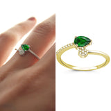 8k - 14k - 18k Gold | 0,45ct Diamond Emerald Ring