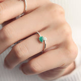 8k - 14k - 18k Gold | 0,45ct Diamond Emerald Ring