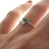 8k - 14k - 18k Gold | 0,45ct Diamond Emerald Ring