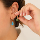 14k Gold | Turquoise Hexagon Flower Stud Earrings