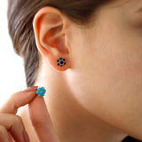 14k Gold | Turquoise Hexagon Flower Stud Earrings