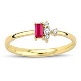 14k Gold | Baguette Cut Red Ruby Ring