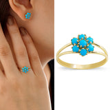 14k Gold | Turquoise Hexagon Flower Ring