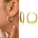 14k Gold | Square Dome Earrings