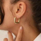 14k Gold | Square Dome Earrings