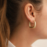 14k Gold | Square Dome Earrings