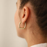 14k Gold | Square Dome Earrings