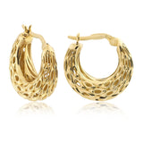 14k Gold | Artistic Hollow Wide Hoop Earrings