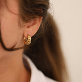 14k Gold | Artistic Hollow Wide Hoop Earrings