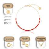 14k Gold | Coral Beaded Bracelet with Personalized Gold Disc