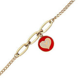 14k Gold | Red Heart Curb Chain & Paperclip Link Bracelet