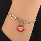 14k Gold | Red Heart Curb Chain & Paperclip Link Bracelet