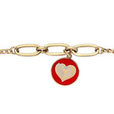 14k Gold | Red Heart Curb Chain & Paperclip Link Bracelet