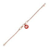 14k Gold | Red Heart Curb Chain & Paperclip Link Bracelet