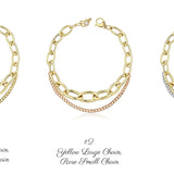 14k Gold | Double Strand Curb Chain & Graduated Oval Link Bracelet