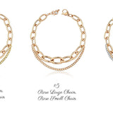 14k Gold | Double Strand Curb Chain & Graduated Oval Link Bracelet