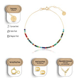 14k Gold | Mix Natural Stones Beaded Bracelet with Personalized Gold Disc