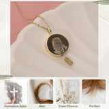 10k Gold | Personalized Photo Disc Cremation Urn / Ash Holder Necklace