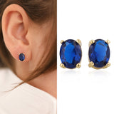 14k Gold | Sapphire Oval Stud Earrings