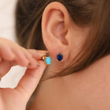 14k Gold | Sapphire Oval Stud Earrings