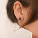 14k Gold | Sapphire Oval Stud Earrings