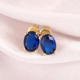 14k Gold | Sapphire Oval Stud Earrings