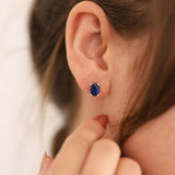 14k Gold | Sapphire Oval Stud Earrings