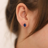 14k Gold | Sapphire Oval Stud Earrings